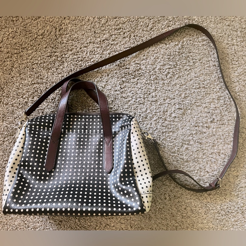 Fossil Carly polka dot crossbody Satchel.